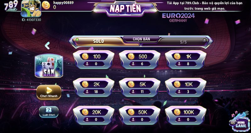 Trò chơi game bài đa dạng